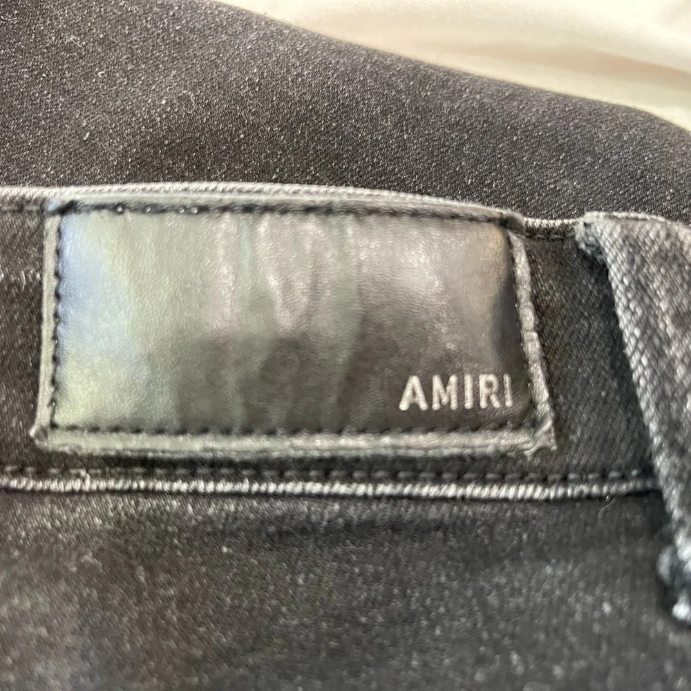 Mens AMIRI MX1Leather Patch Ripped Skinny Jeans Size 34